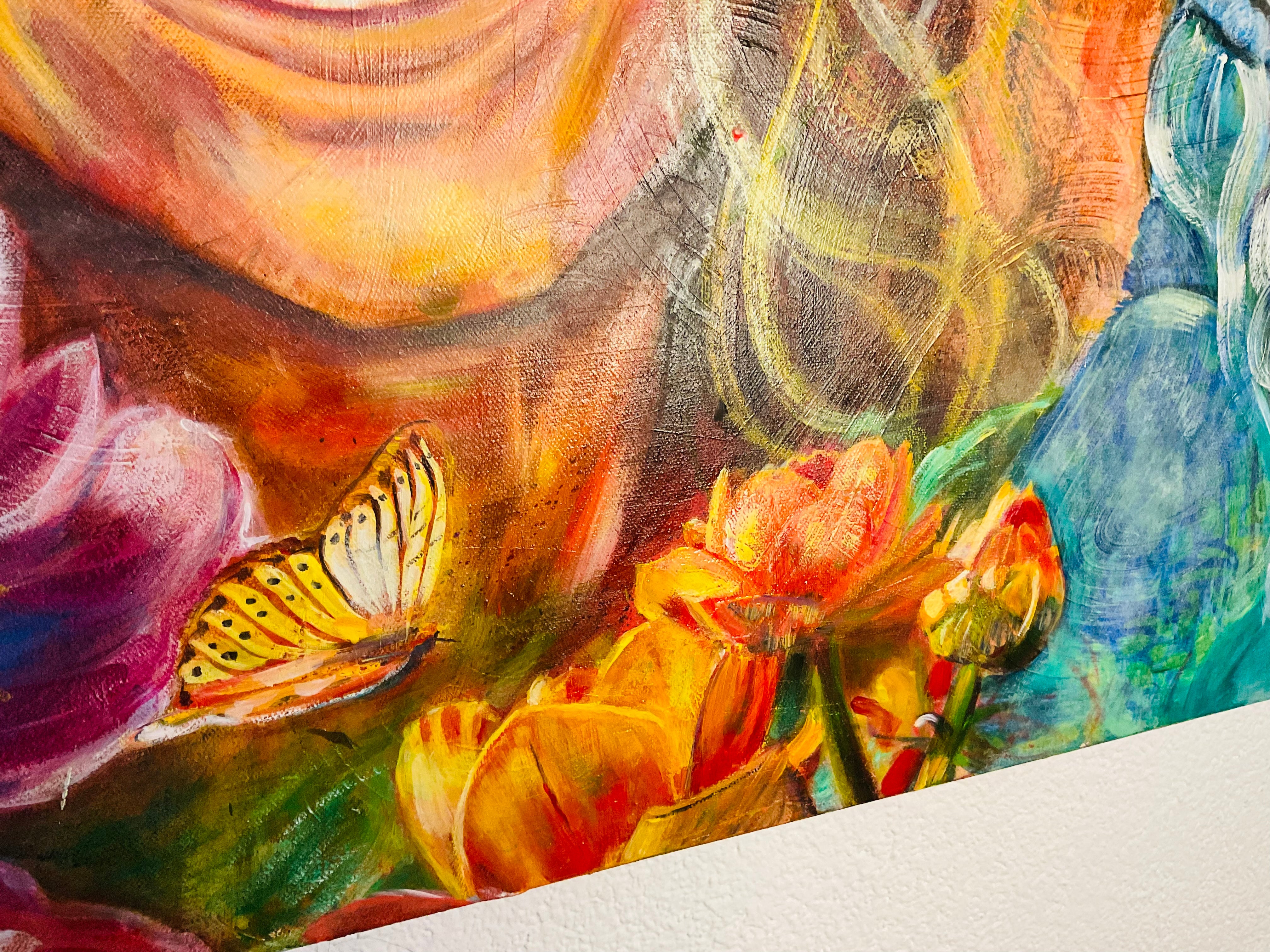 floral canvas wall art depicting butterfly