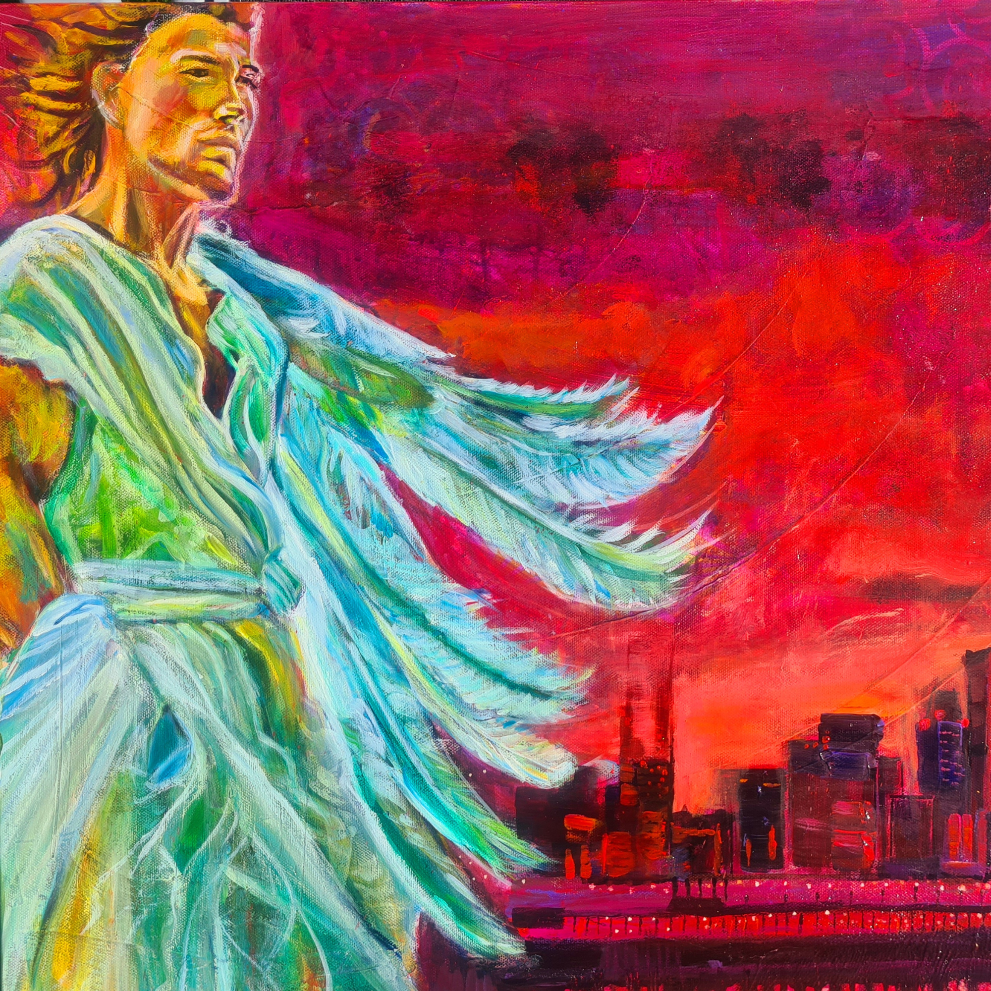 canvas artwork symbolizing protecting angel