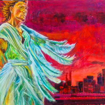 canvas artwork symbolizing protecting angel