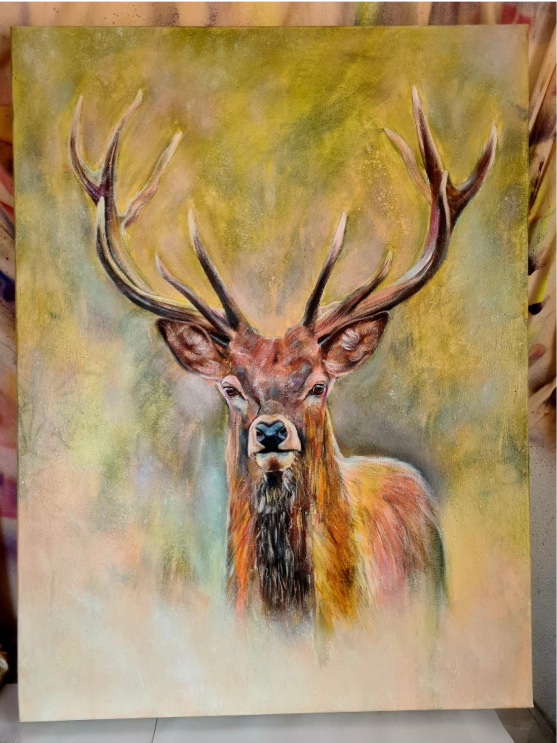 hand-drawn painting canvas symbolizing king of the forest