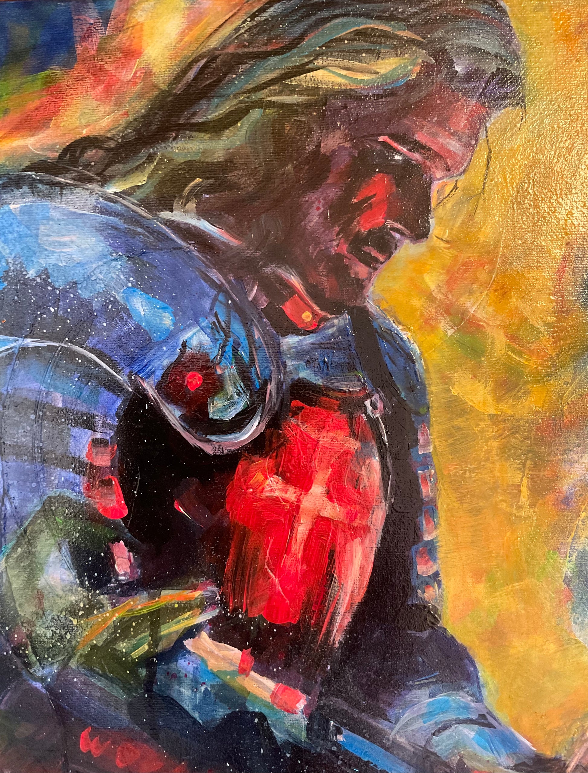 medieval knight painting close-up