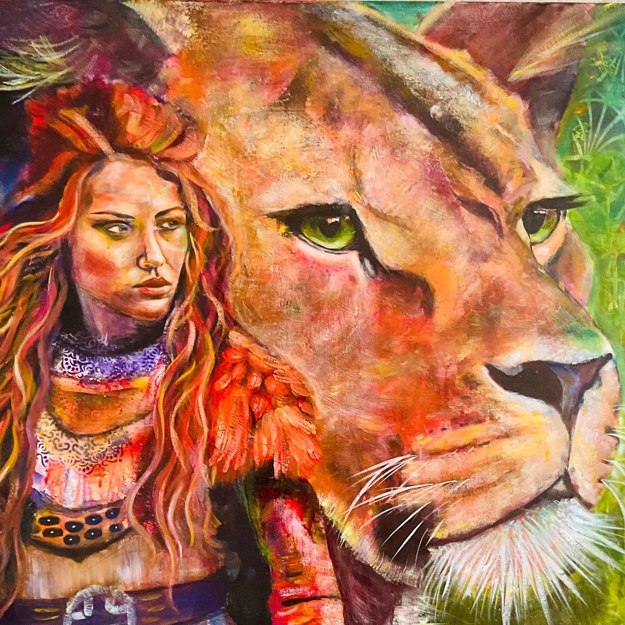 motivational canvas art symbolizing lioness