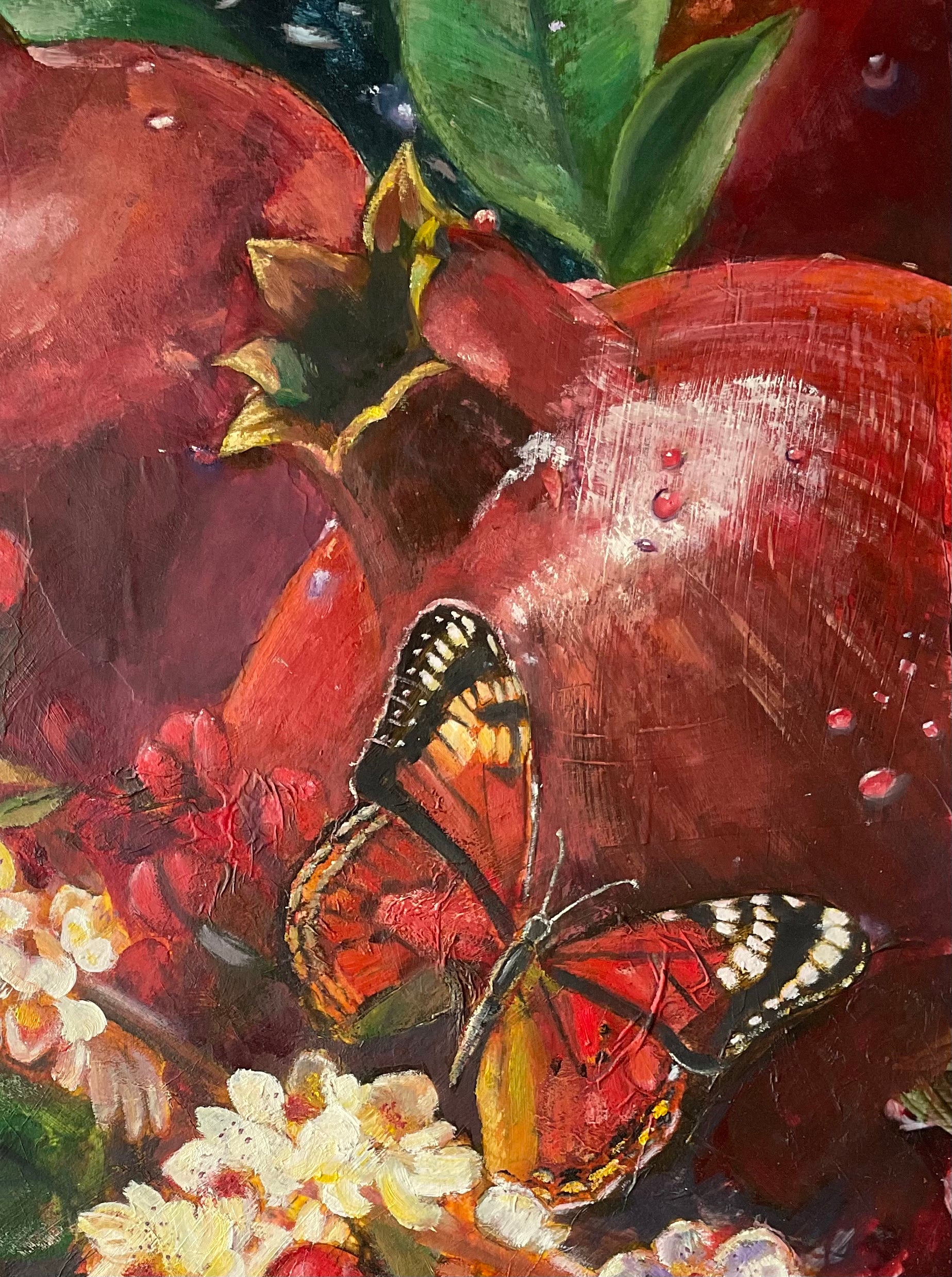 wall art decor close-up of red butterfly