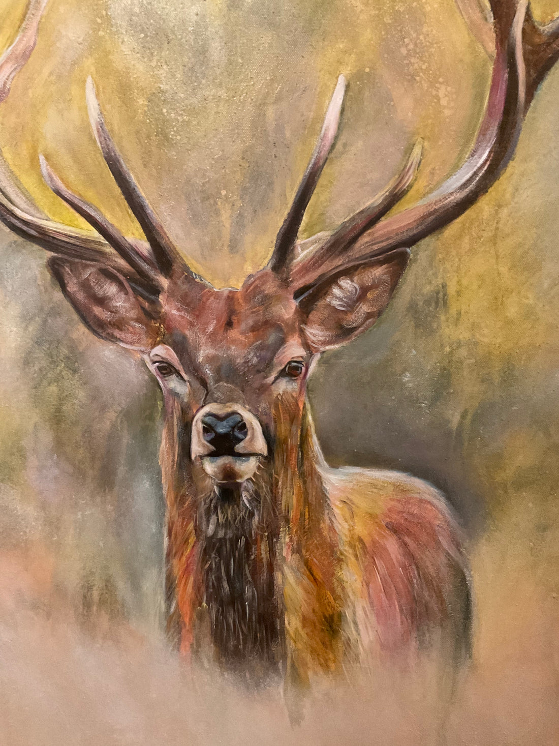 hand-drawn painting canvas symbolizing king of the forest