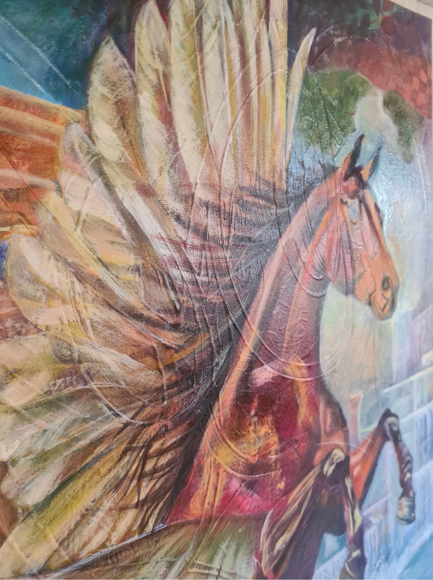abstract wall art of horse with wings