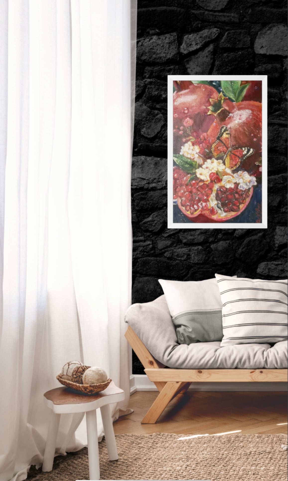 framed wall art decor of pomegranates