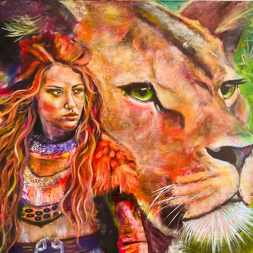motivational canvas art symbolizing lioness