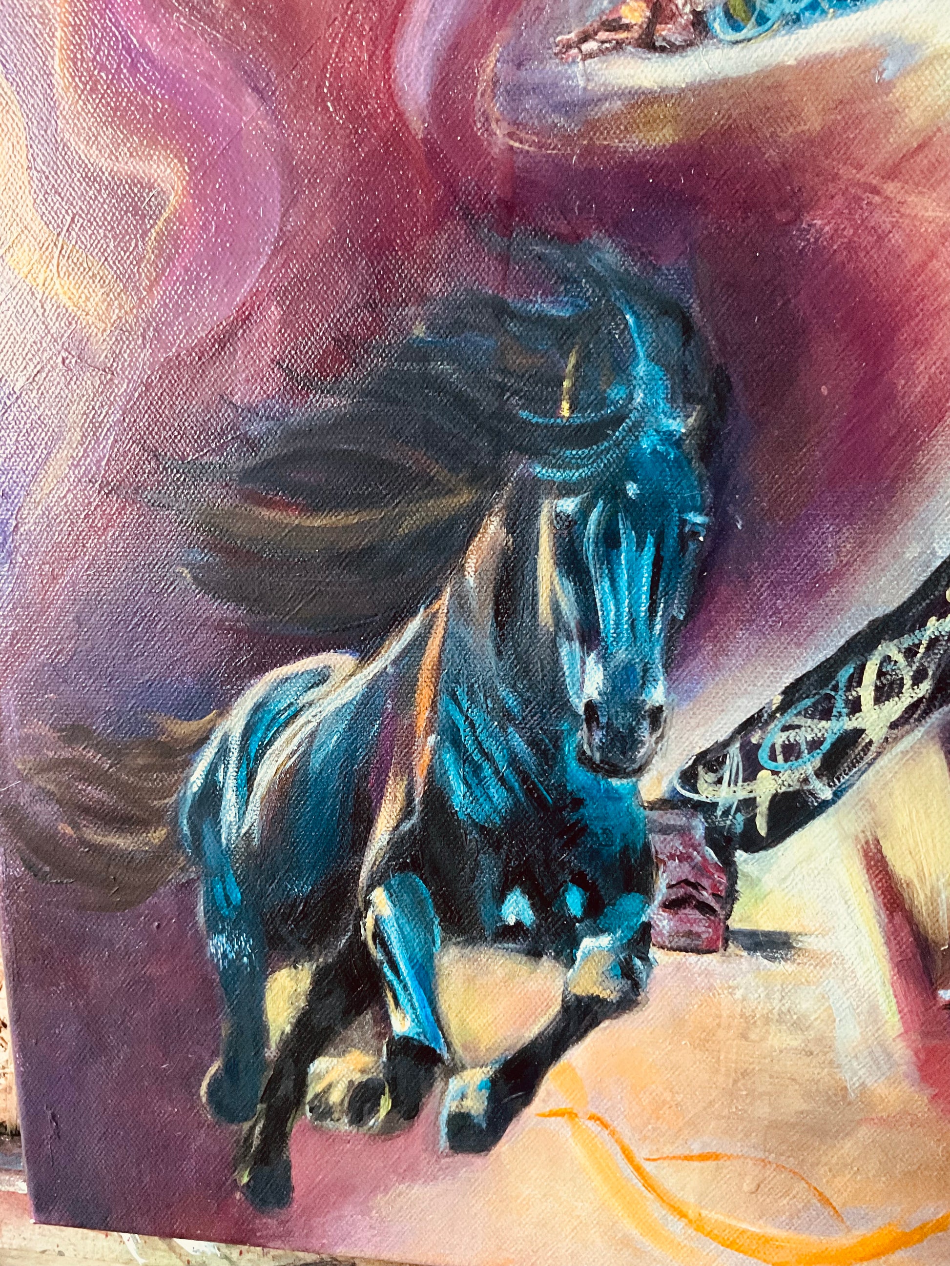 abstract canvas wall art of energetic horse