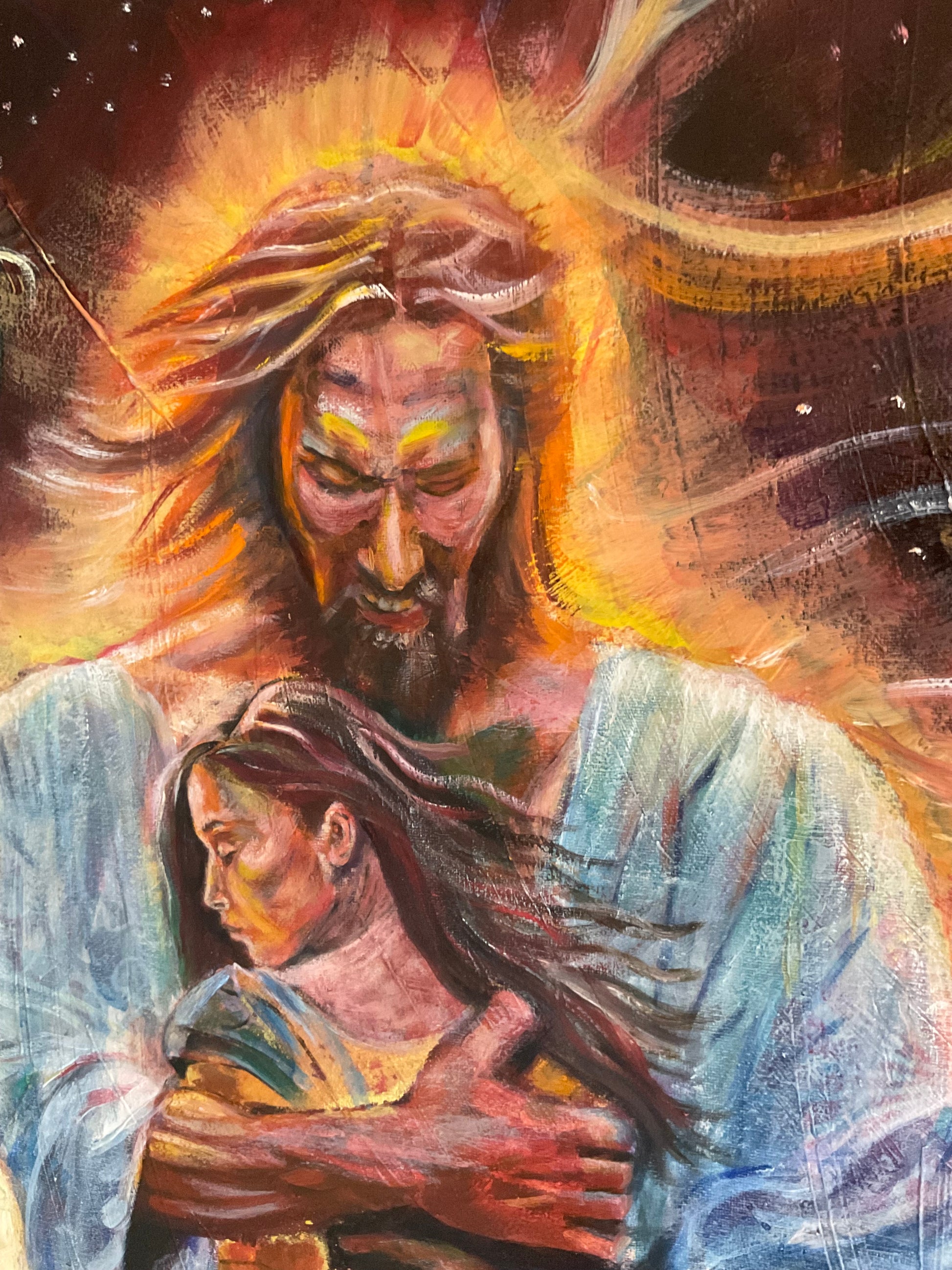 big artwork for walls of man embracing woman