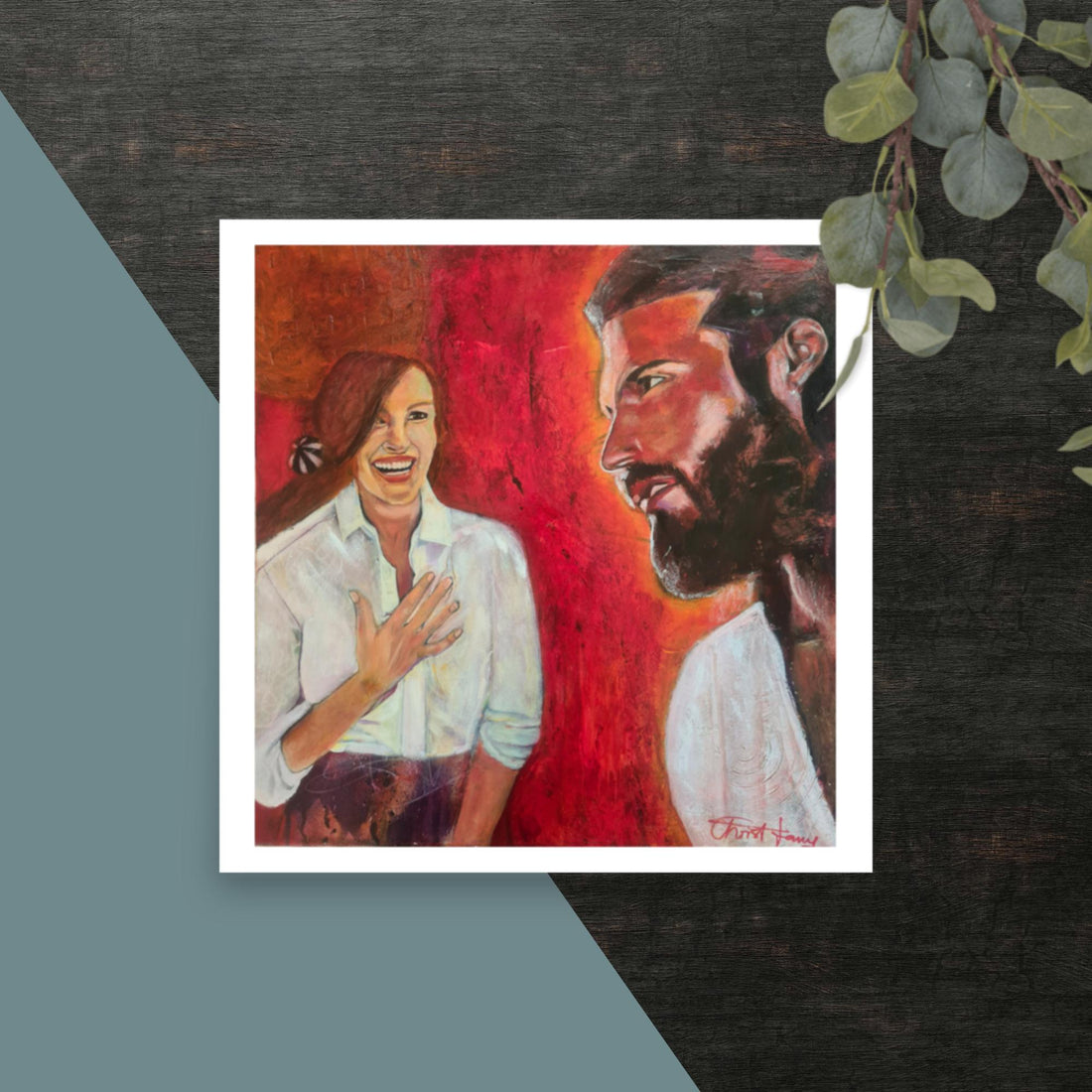 glossy print depicts true joy of woman meeting her man